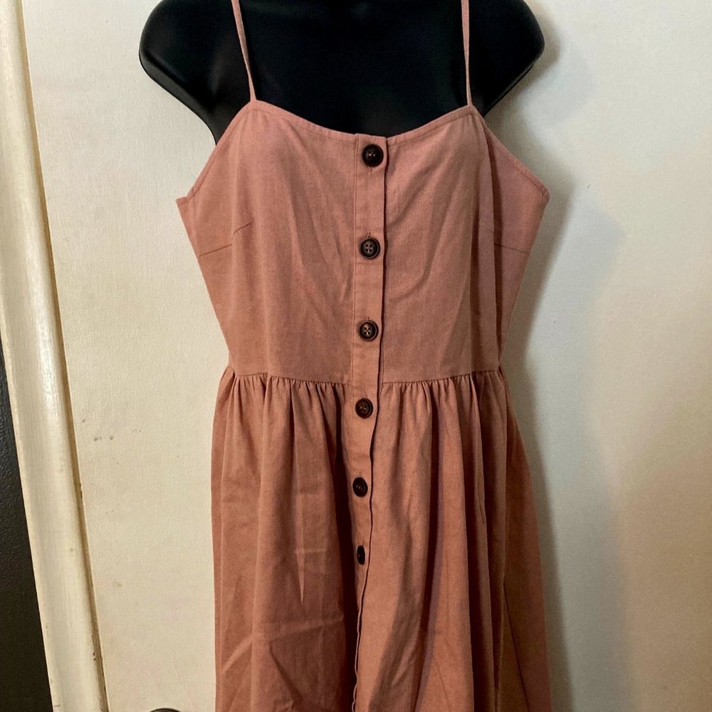 Strappy linen blend dress
